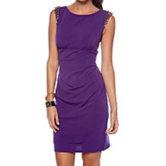 vince camuto purple dress Vince Camuto Women's Flounce Sleeve Dress - Arresting Plum